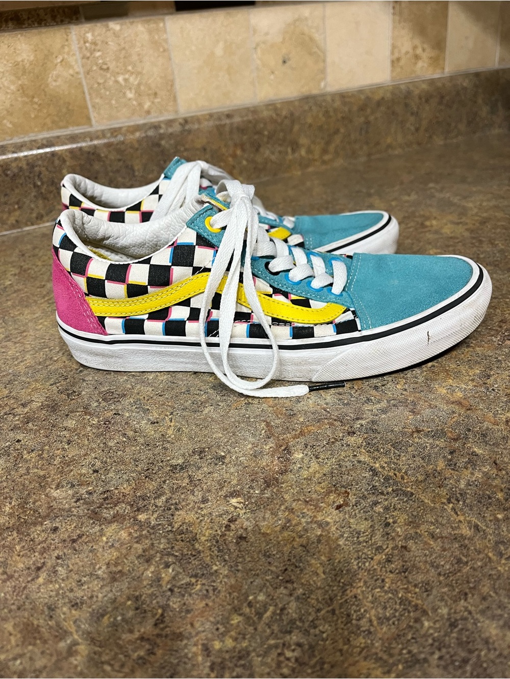 Vans Old Skool Crazy Checks Women’s 8 Multicolor Checkerboard Skate Shoes